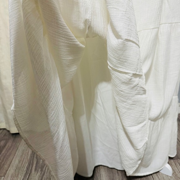 Lulus Ivory Cut Out Maxi Dress M Cottagecore Tie-Strap Celestial Smocked Tiered - Picture 7 of 15